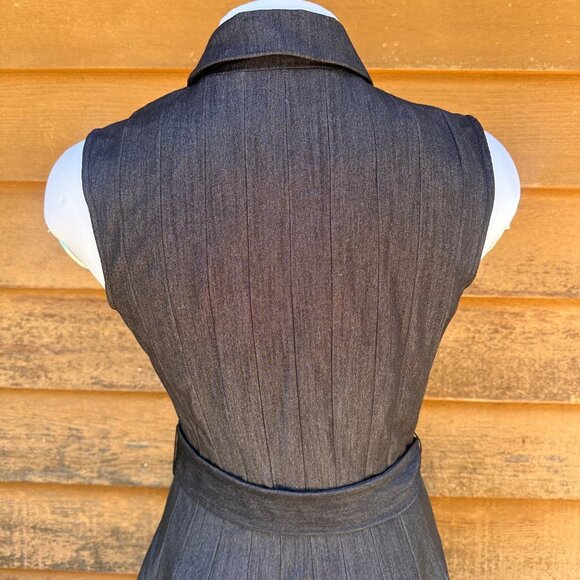 Calvin Klein Womens Sleeveless Heavyweight Stretch Denim Dress Snap Buttons Belt - Picture 8 of 8